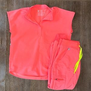 FIGS - Pink RAFAELA top ZAMORA JOGGER pants